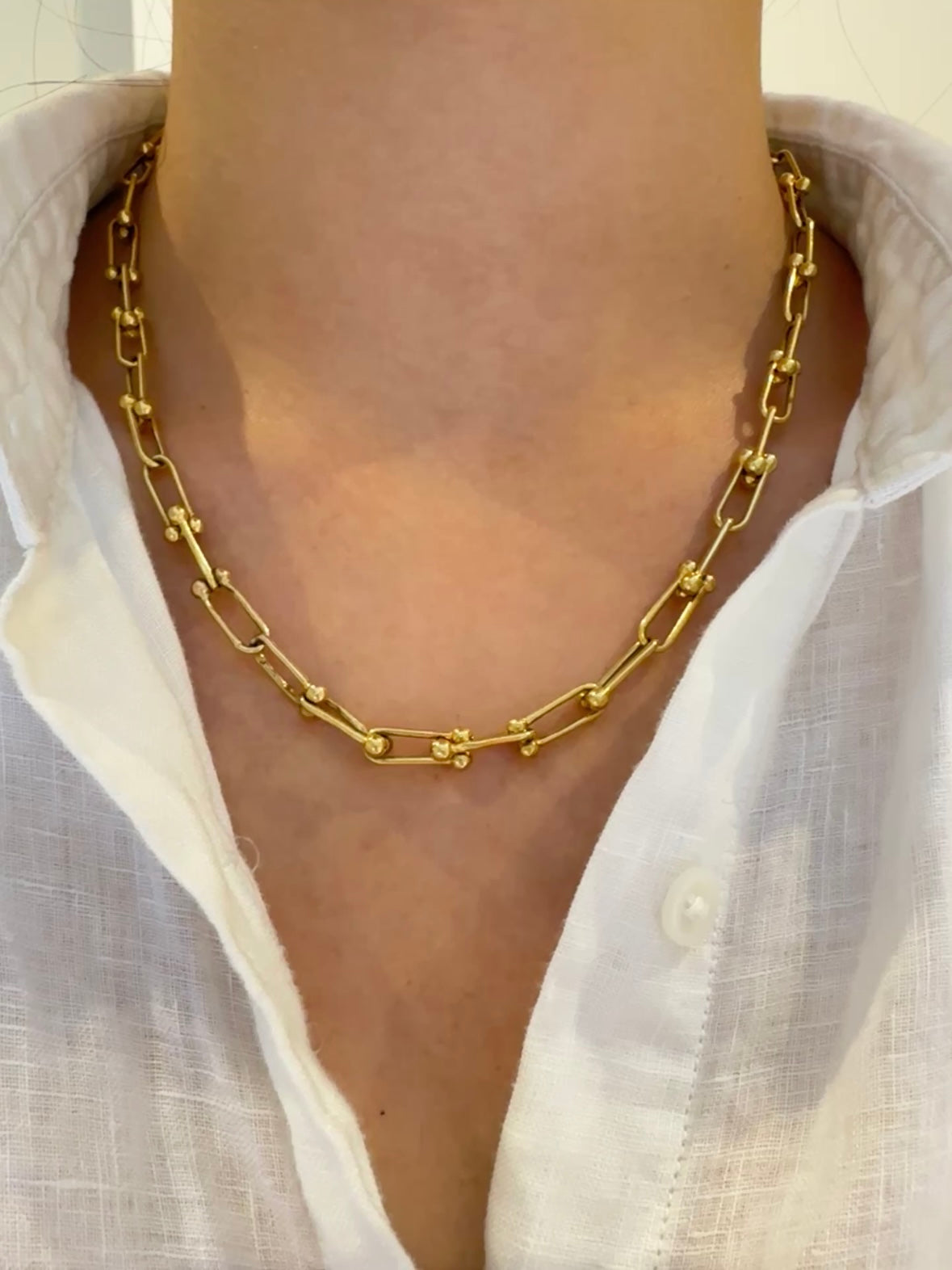 14K Yellow Gold Semi-Hollow Hardware Chain Necklace
