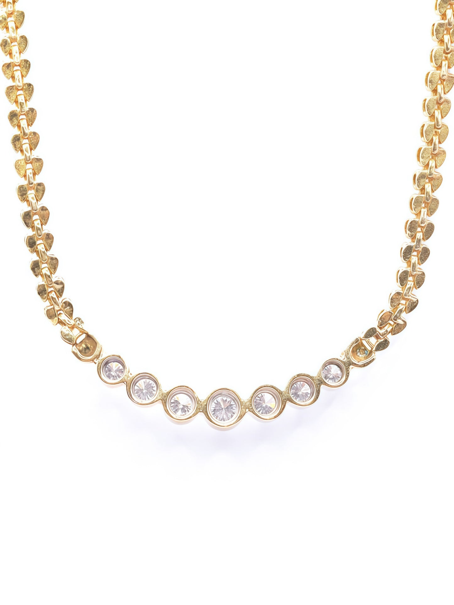 14K Yellow Gold 1.85 CTW Diamond Bezel Bubble Chain Necklace