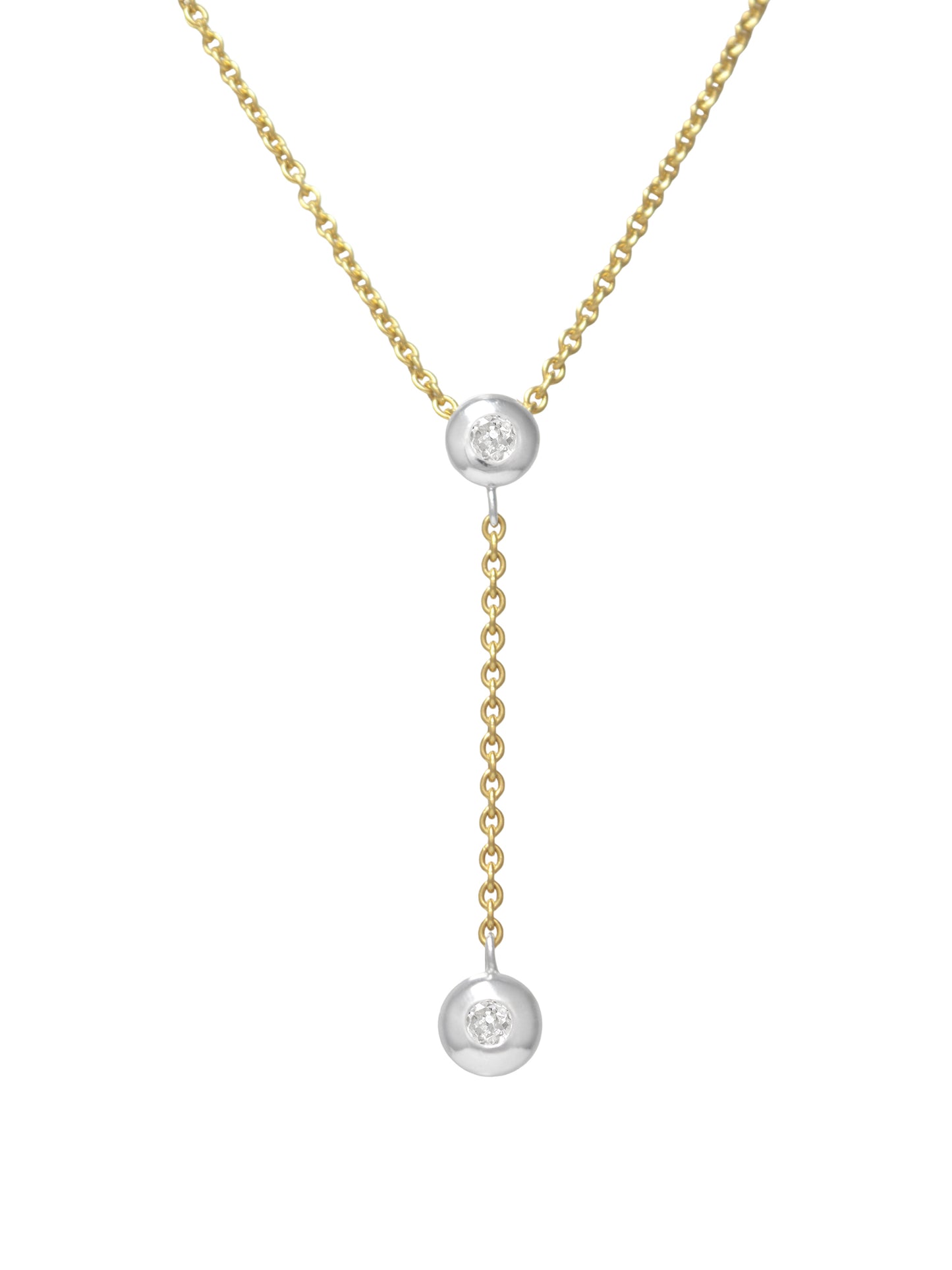 18K Yellow Gold 0.45 CTW Diamond Bezel Lariat Necklace