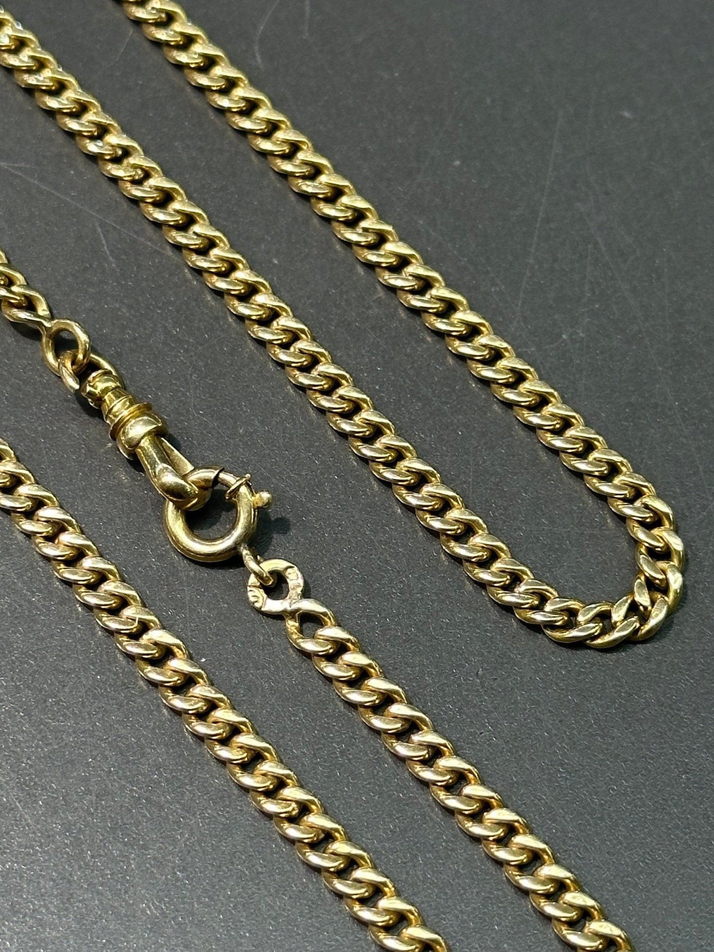 Vintage 18K Gold Curb Link Watch Chain