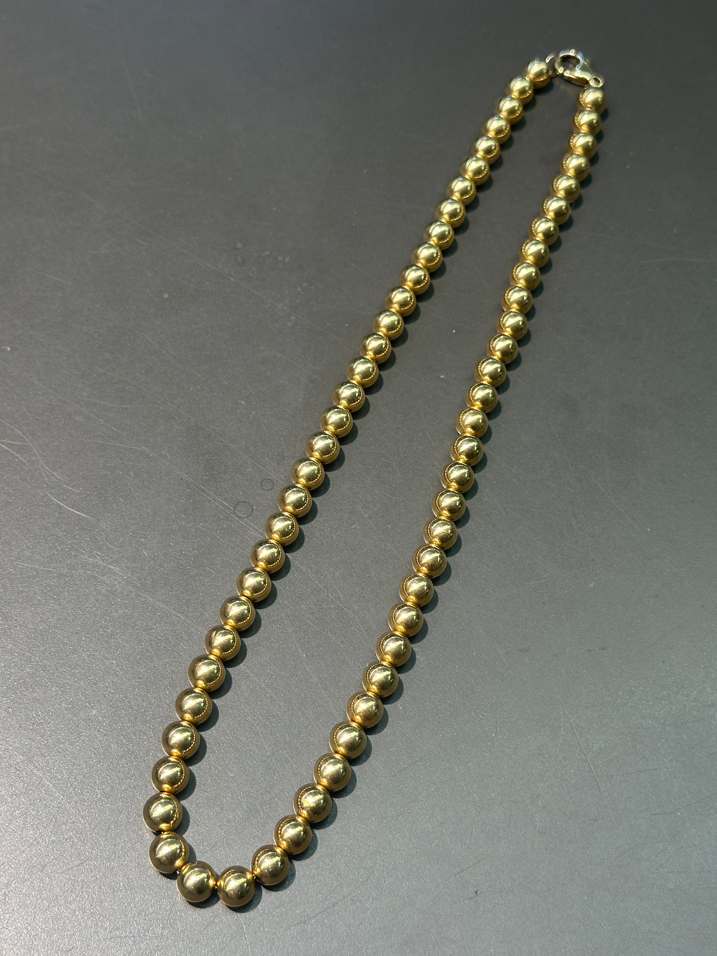复古 14K 黄金 7.0 毫米珠子项链