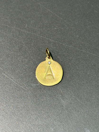 复古 14K 钻石“A”字母吊饰
