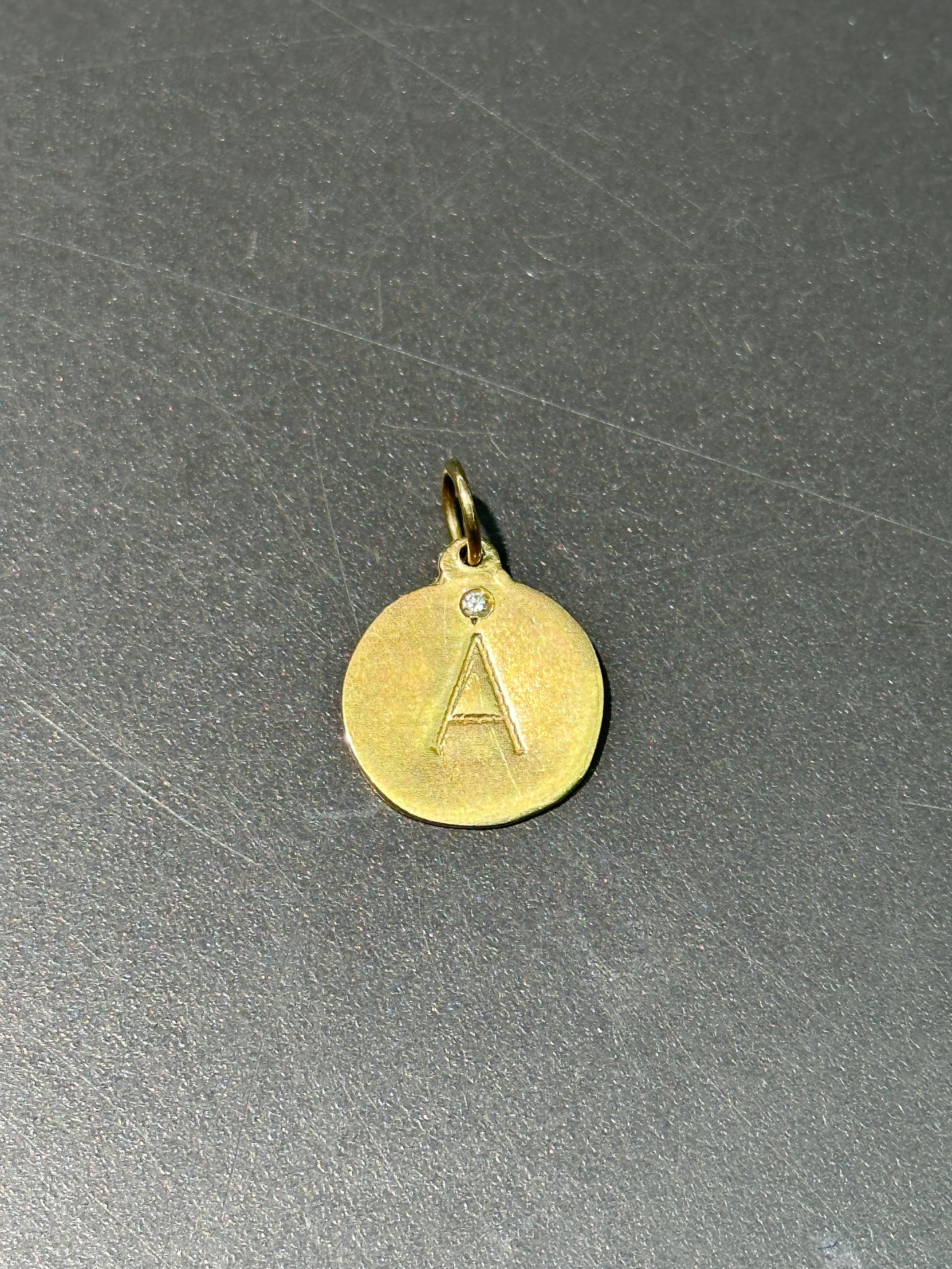 Vintage 14K Diamond "A" Letter Charm