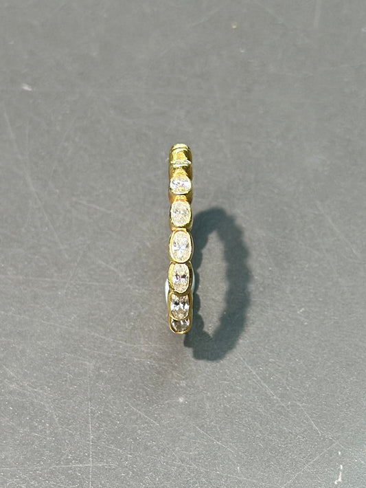 14K Gold Oval Diamond Eternity Band Ring SZ 6