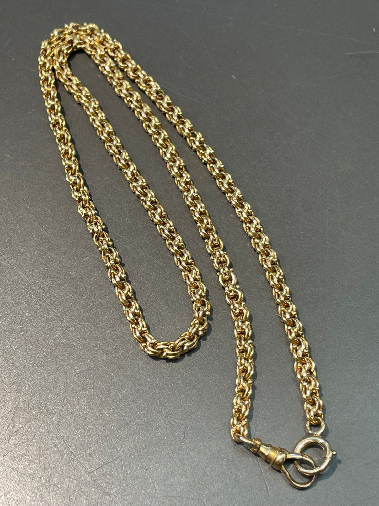 古董 18K 金花式链环表链 20.0 英寸