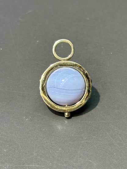 18K 金蓝玛瑙托帕石宇宙旋转球吊饰