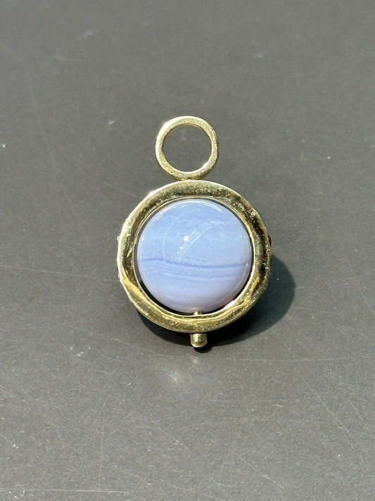 18K 金蓝玛瑙托帕石宇宙旋转球吊饰