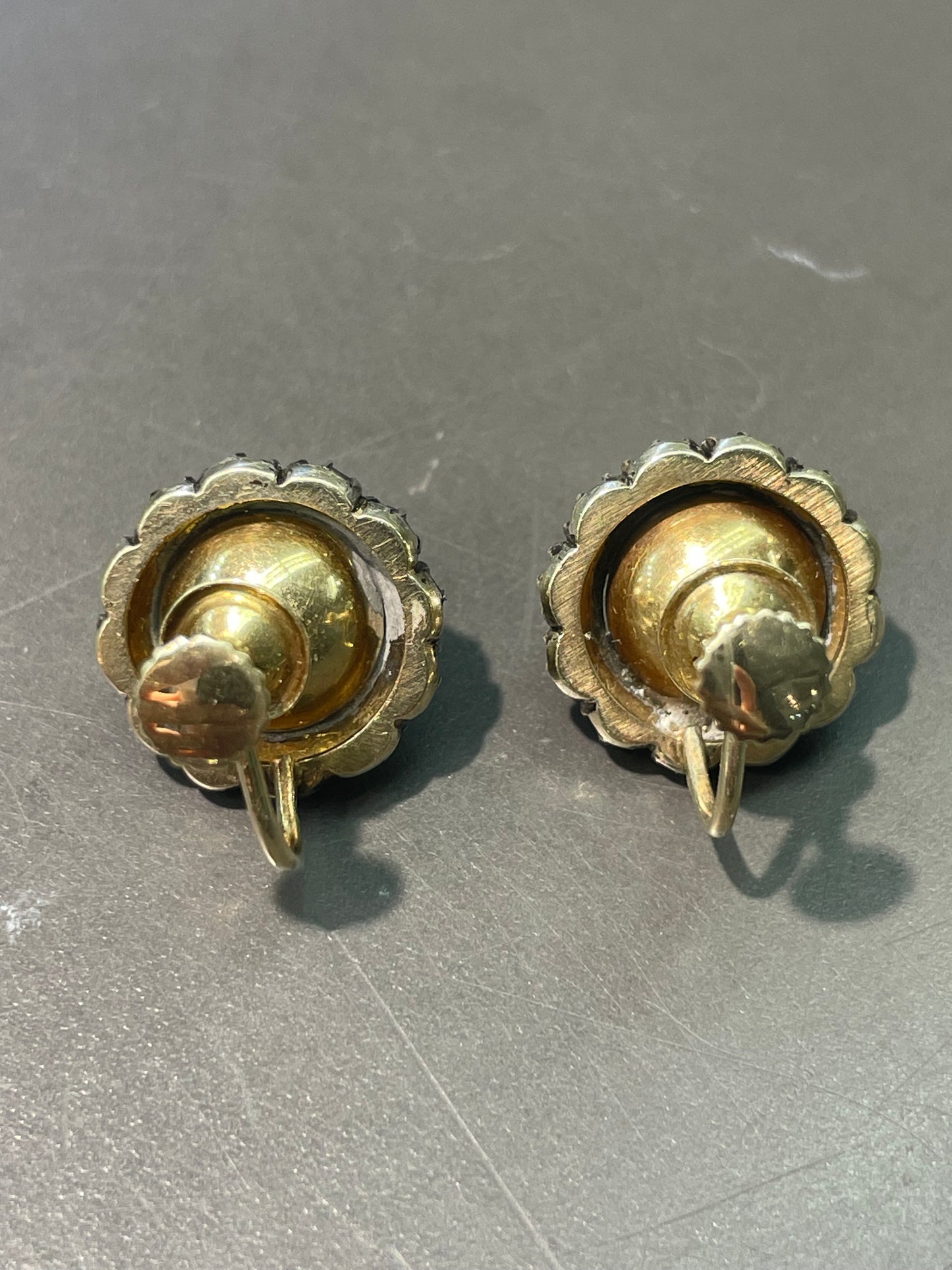 Antique French 18K Yellow Gold 9.0 mm Pearl 1.8 CTW Diamond Halo Earring