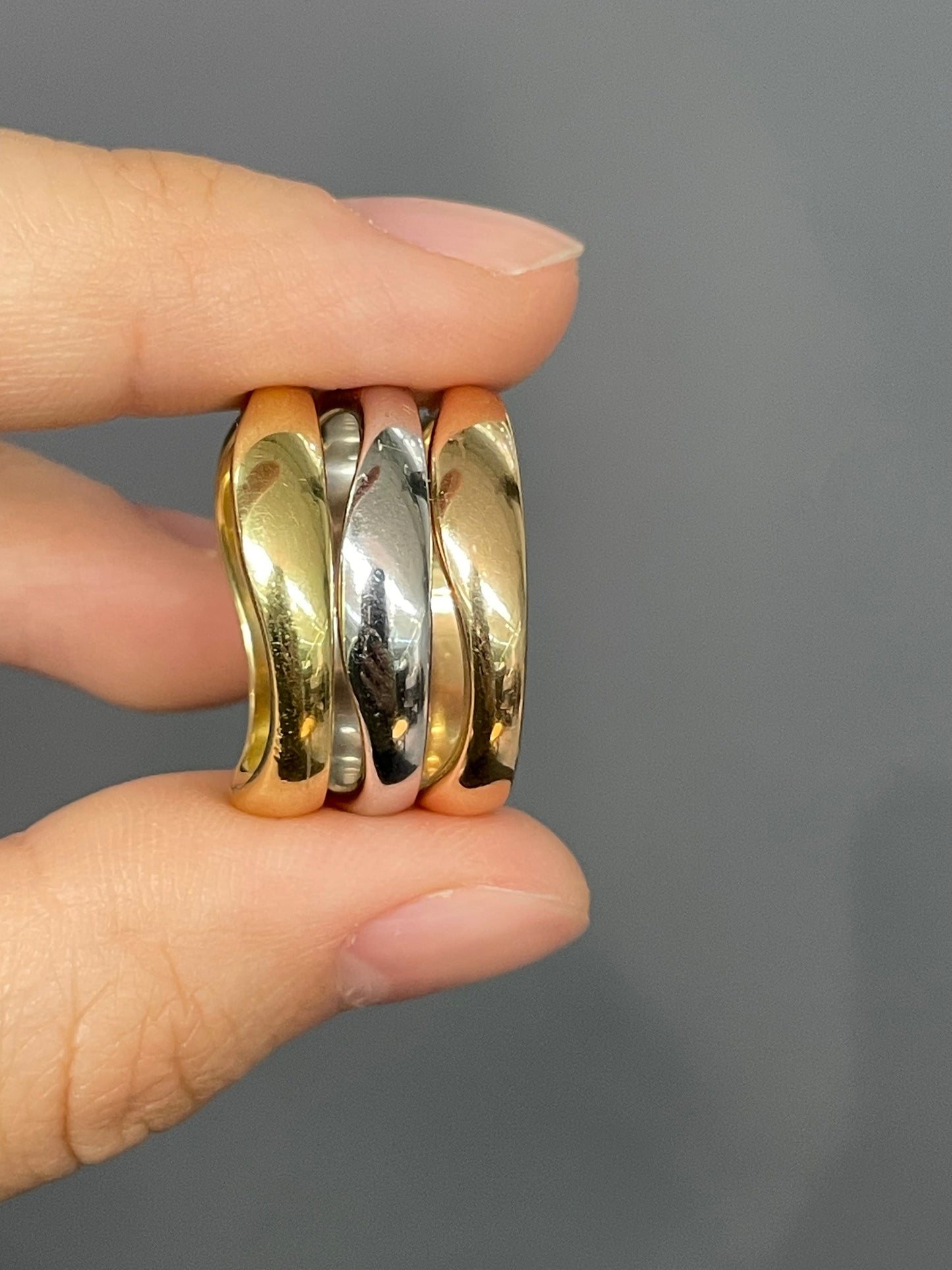 Cartier 18K Gold Yellow Rose White Love Me Wave Set Ring