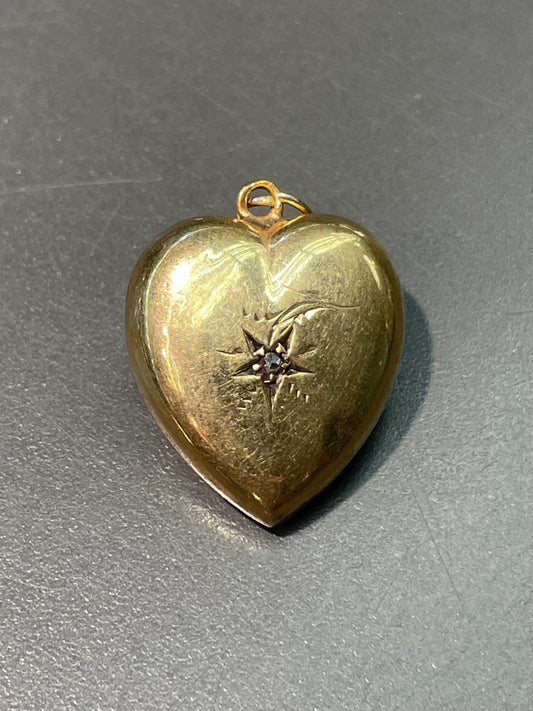 Victorian 9K Yellow Gold Starburst Heart Pendant