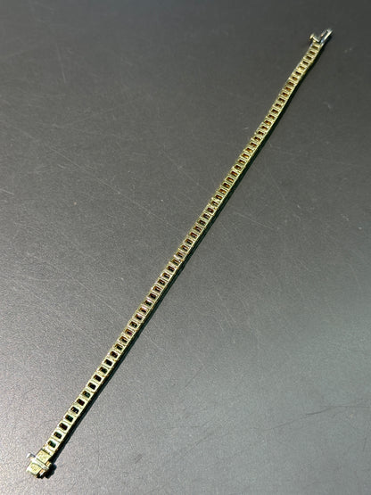 14K 黄金公主方切割祖母绿红宝石蓝宝石网球手链