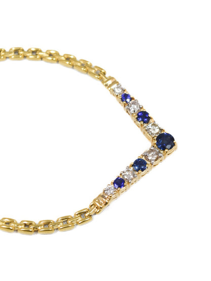 14K Gold 1.10 CTW Diamond Sapphire Chevron Necklace