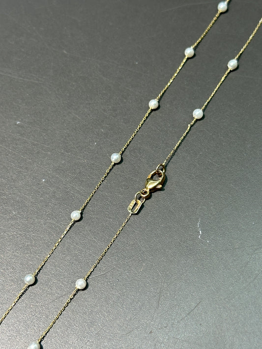 14K 黄金 2.5 毫米 Akoya 珍珠项链