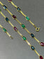 Vintage 18K Gold Emerald Sapphire and Ruby Curb Link Necklace