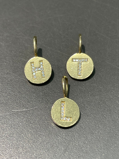 14K Yellow Gold Diamond Letter Charm