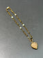 Victorian 18K Gold Seed Pearl Heart Locket Bracelet