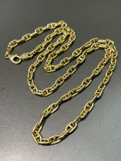 14K Gold 4.0 mm Puffy Mariner Chain Necklace