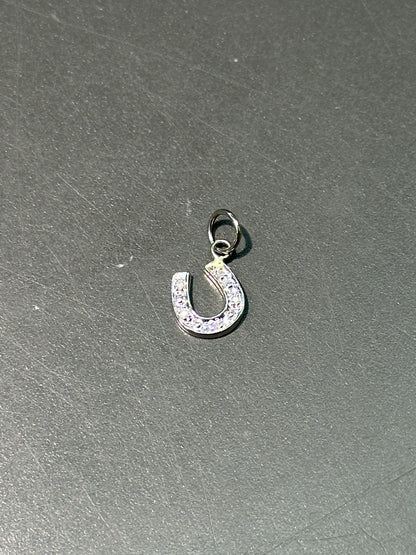 10K 白金钻石马蹄吊坠