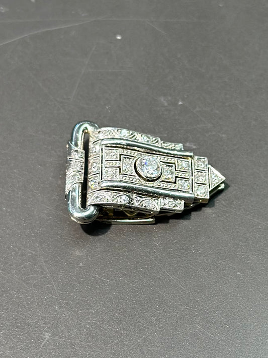装饰艺术 18K 金钻石礼服夹式胸针