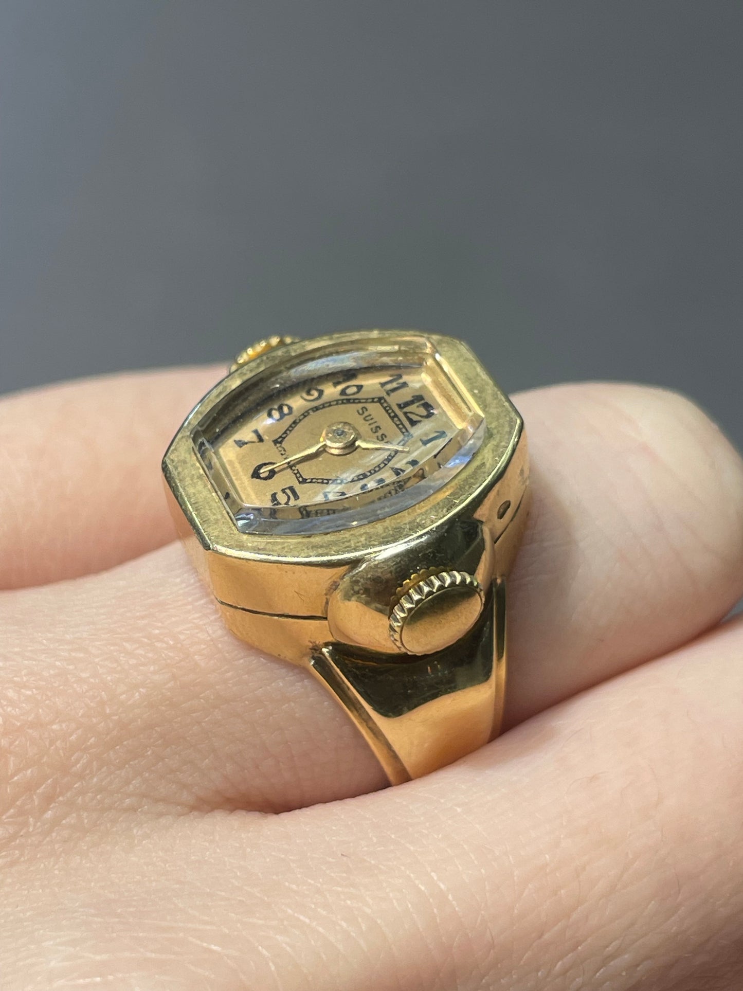 复古法式 18K 黄金工作表戒指