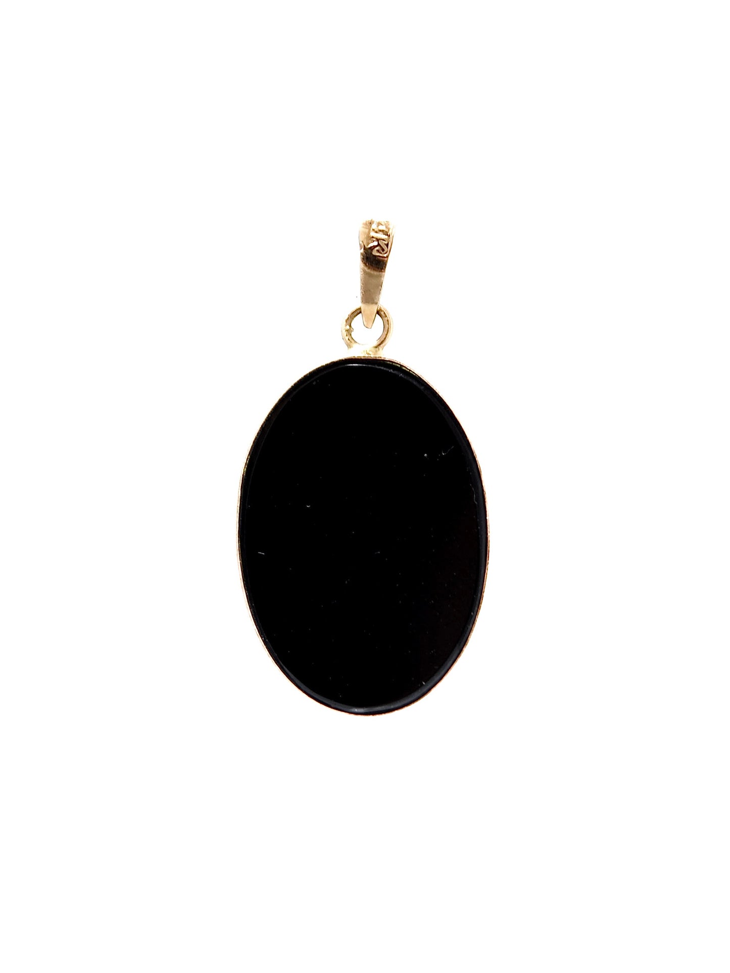 Vintage 14K Gold Onyx Opal Bird Inlay Pendant