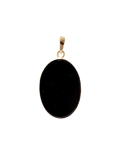 Vintage 14K Gold Onyx Opal Bird Inlay Pendant