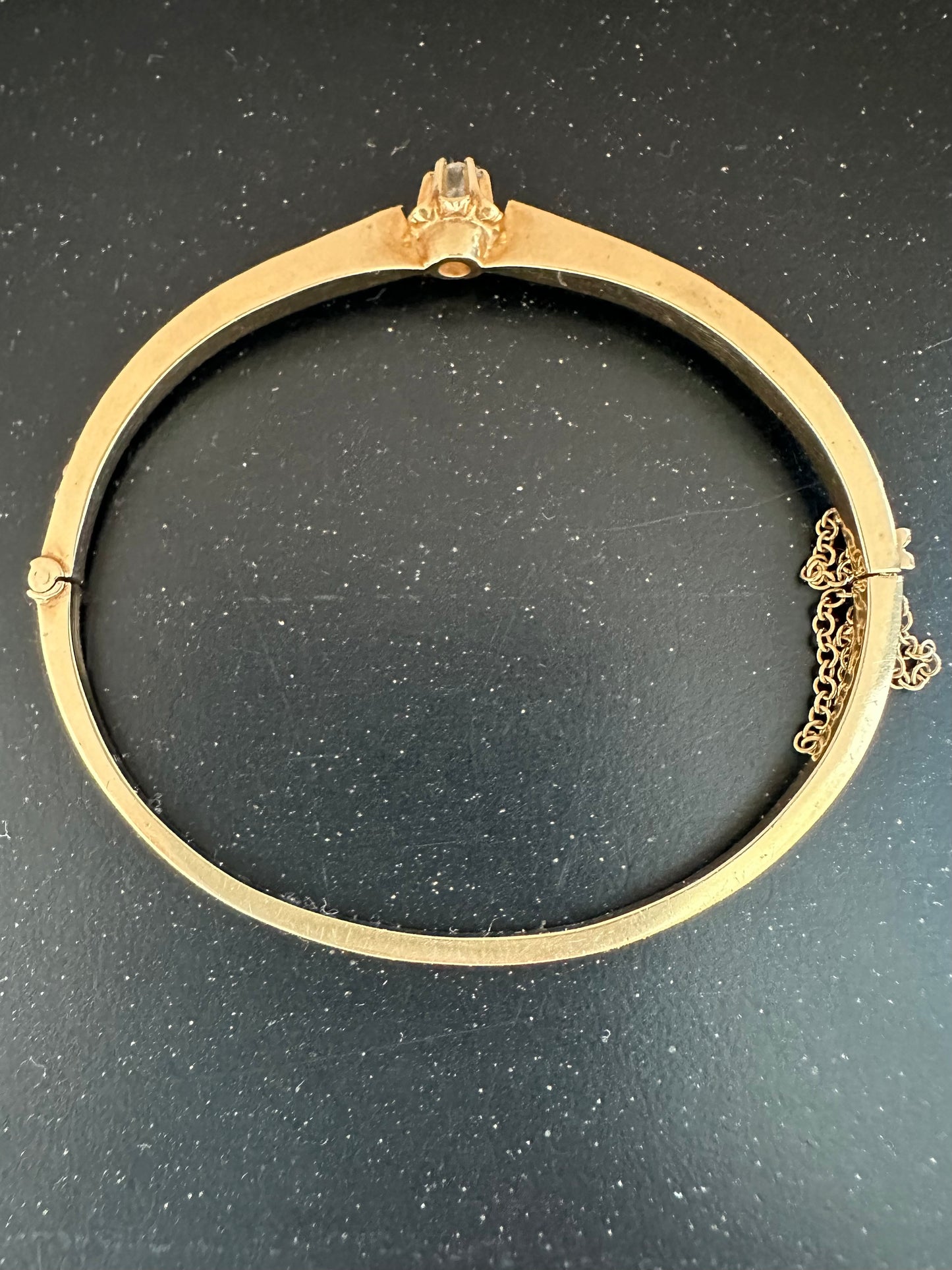 Vintage 14K Gold Diamond Seed Pearl Bangle