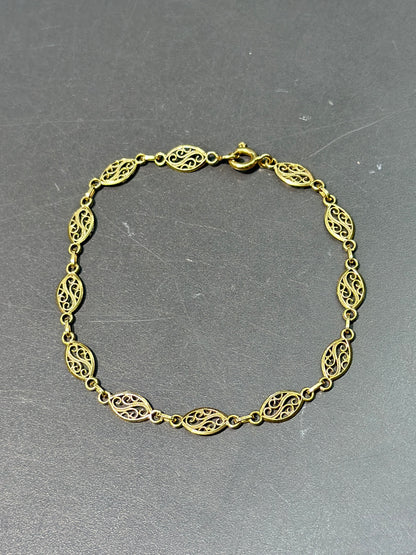 复古 18K 金花丝手链