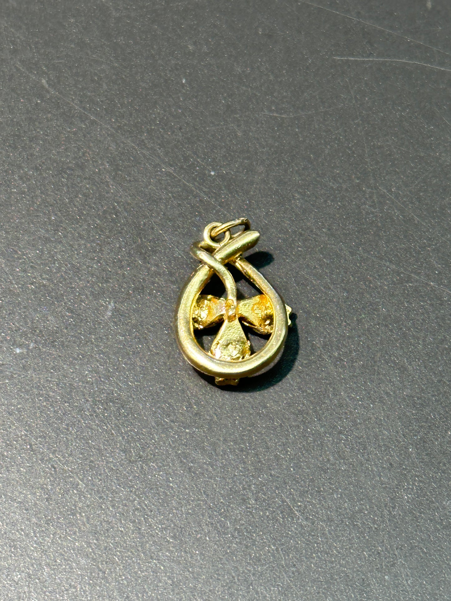 Art Nouveau 14K Gold Opal Clover Shamrock Charm