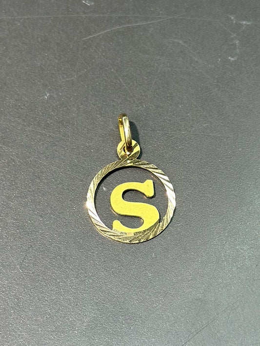 复古 18K 金“S”字母吊饰