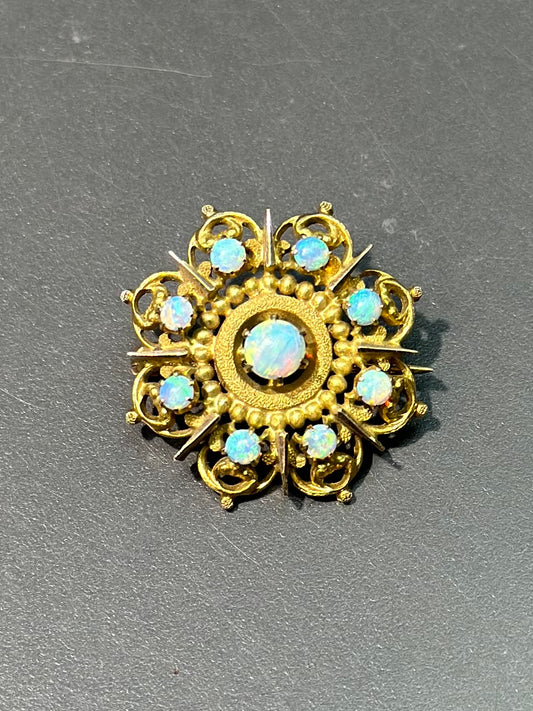 维多利亚 14K 金蛋白石簇胸针
