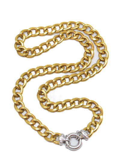 18K Two-Tone Diamond Curblink Chain Necklace