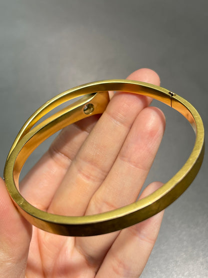 Antique  L. Fritzsche 14K Gold 0.40 CTW Diamond Nail Bangle Bracelet