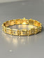 [ON RESERVE] Victorian 14K Gold Diamond Starburst Square Button Link Bracelet