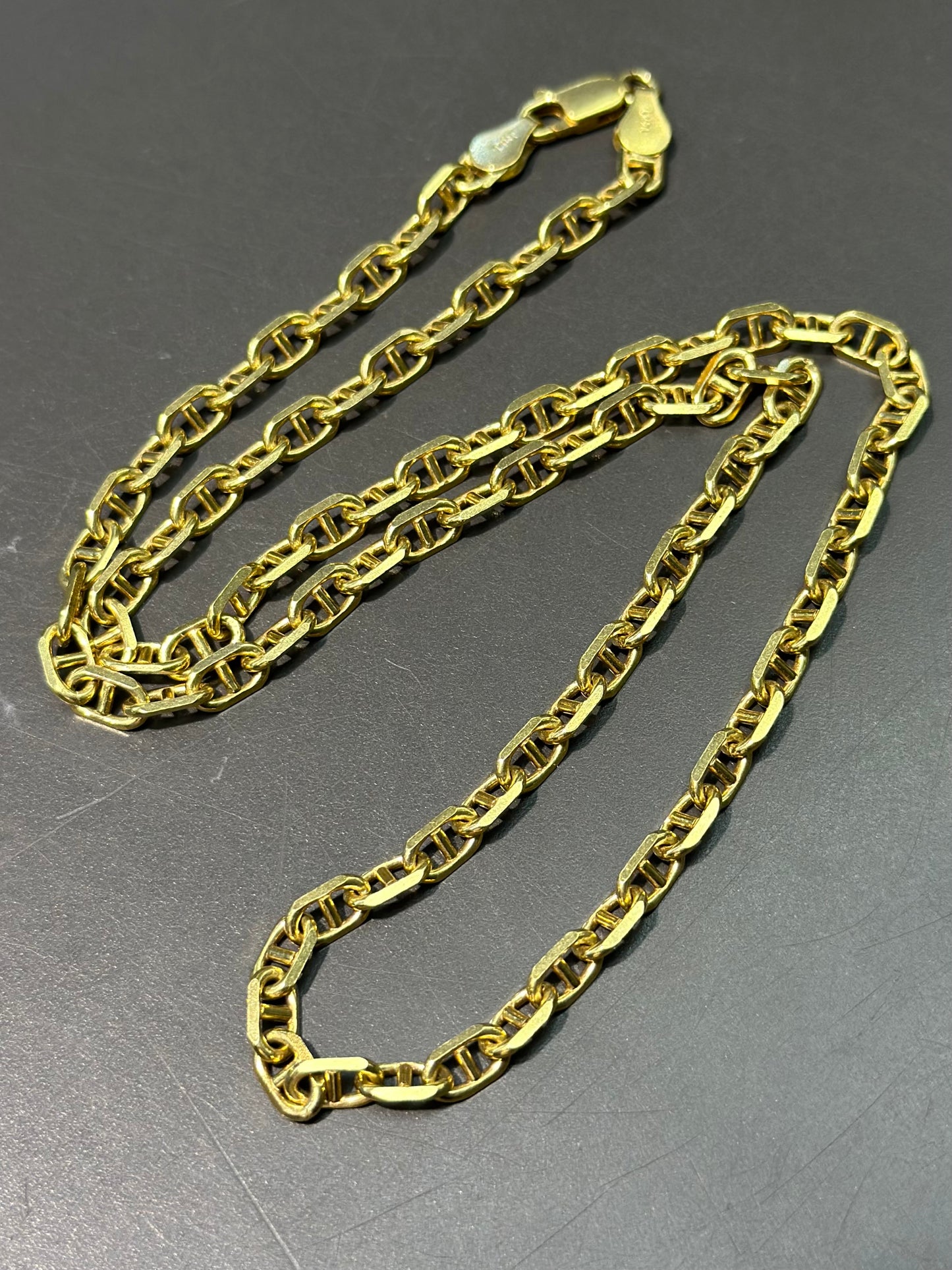 14K Gold Faceted Angular Anchor Chain Necklace 20.0 inch