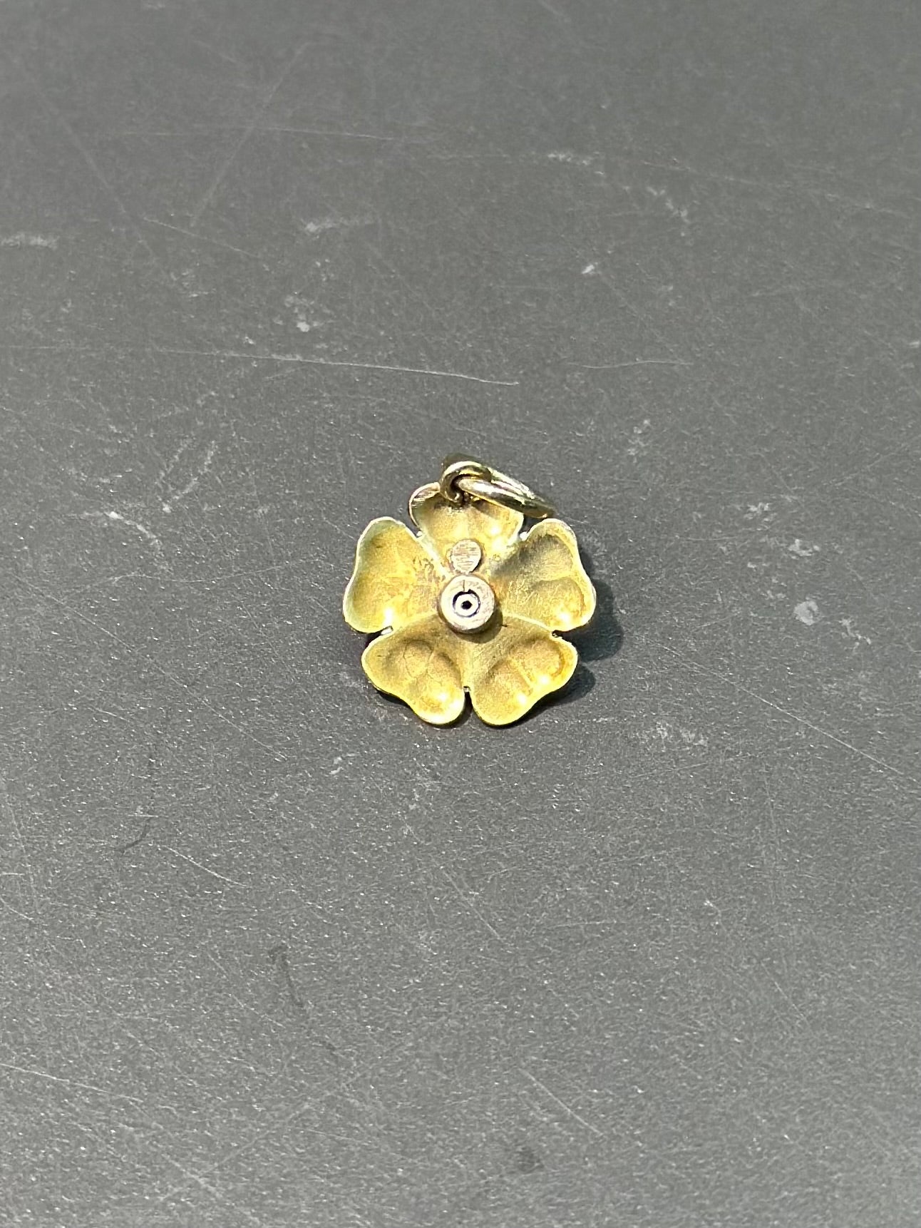 Art Nouveau 14K Gold Enamel Seed Pearl Blue Forget Me Not Flower Charm