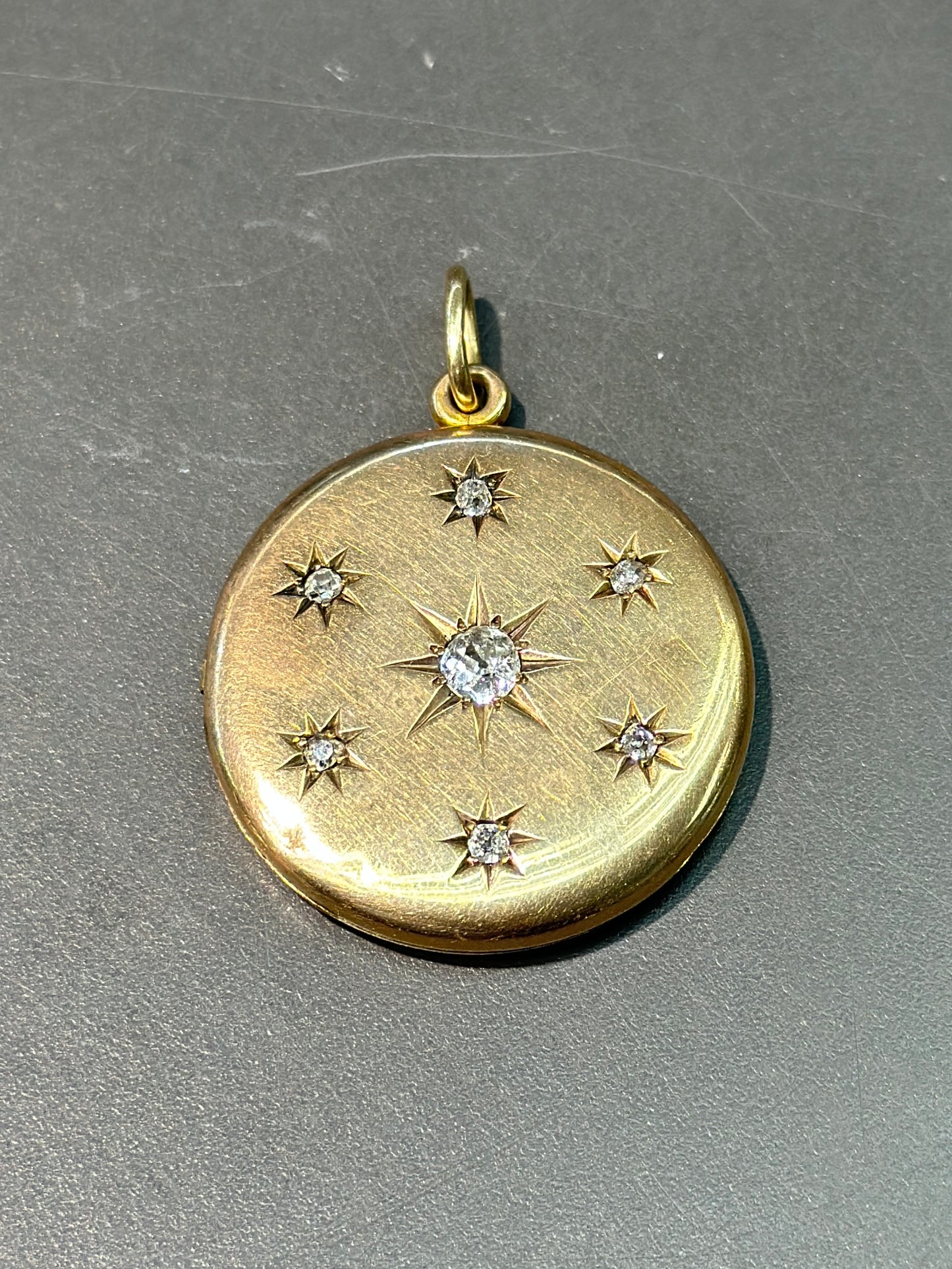 Antique 14K Gold Starburst Circle Locket