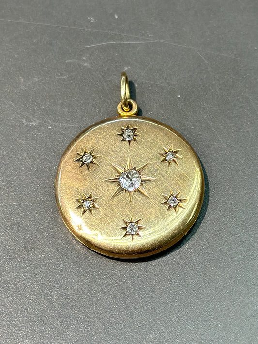 Antique 14K Gold Starburst Circle Locket