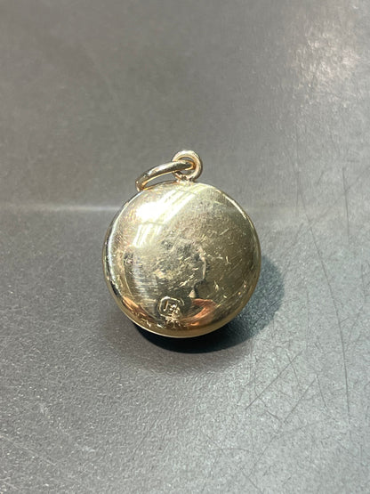 古董 14K 金反向彩绘埃塞克斯水晶“斗牛犬”吊坠饰品
