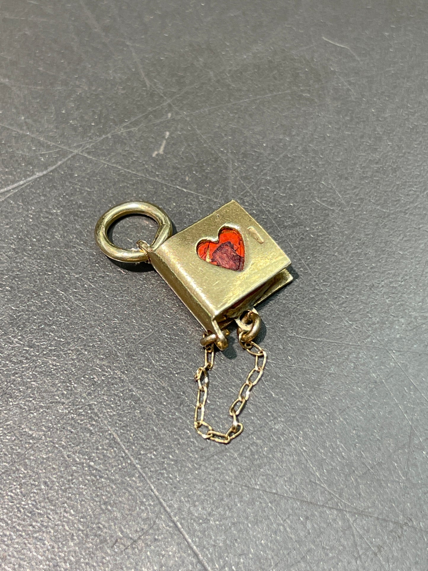 Vintage 14K Gold Heart Book Charm