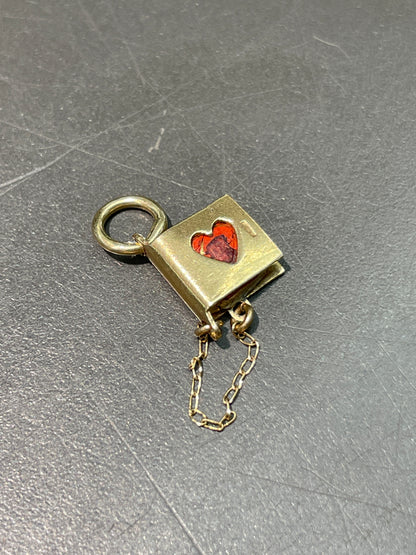 Vintage 14K Gold Heart Book Charm