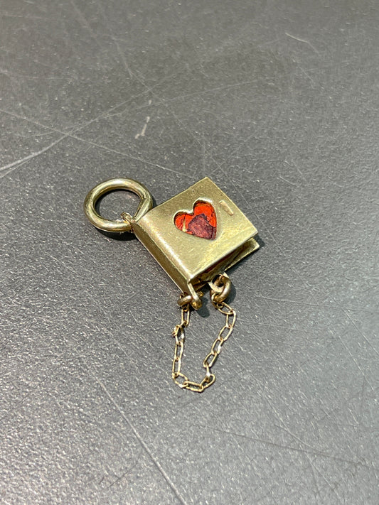 Vintage 14K Gold Heart Book Charm