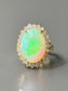 14K Gold Opal Diamond Halo Ring SZ 6.5