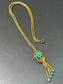 Retro 18K Gold Turquoise Popcorn Chain Tassel Necklace