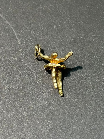 复古 14K 金芭蕾舞者吊饰