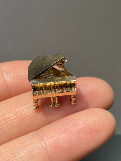 Vintage 14K Yellow Gold Articulating Grand Piano Charm