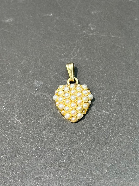 维多利亚 14K 金种子珍珠心形串饰