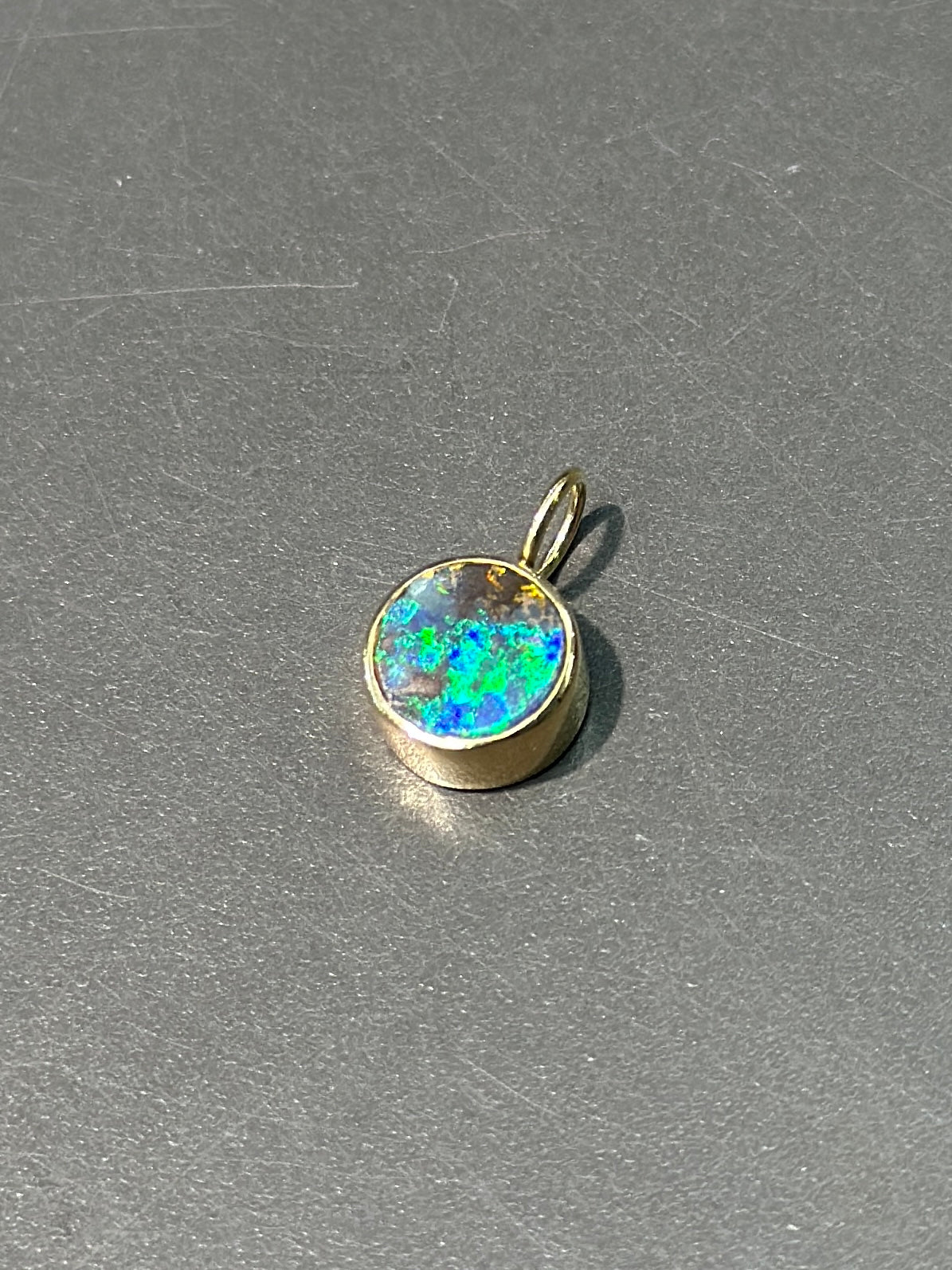 14K Gold Black Opal Charm