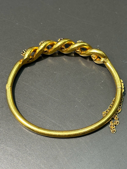 古董 18K 金天然蓝宝石钻石红宝石手镯