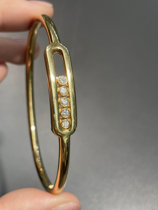 14K Yellow Gold 0.25 CTW Diamond Floating Diamond Bangle Bracelet